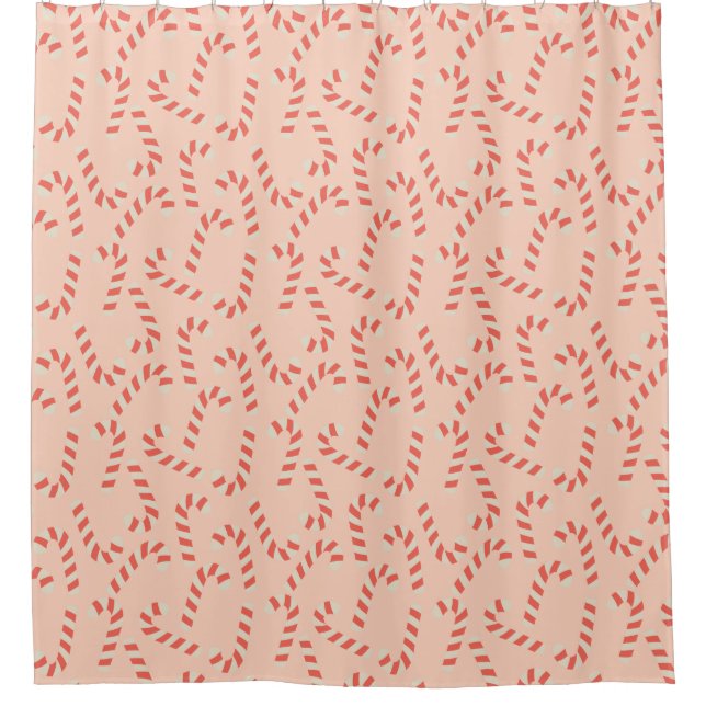 Peachy Pink Weihnachts Candy Canes Duschvorhang (Vorderseite)