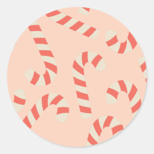 Peachy Pink Weihnachts Candy Canes Runder Aufkleber