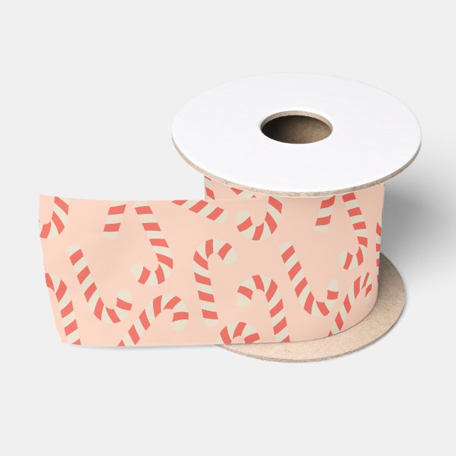 Peachy Pink Weihnachts Candy Canes Satinband (Spule)