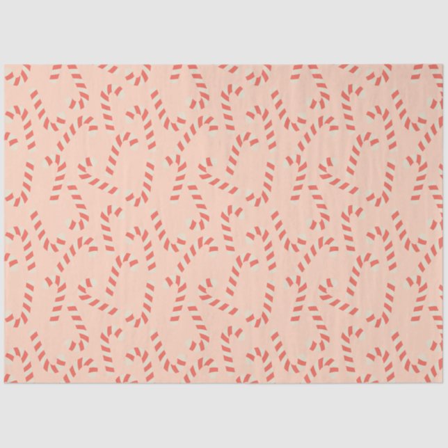 Peachy Pink Weihnachts Candy Canes Seidenpapier (Vorderseite)