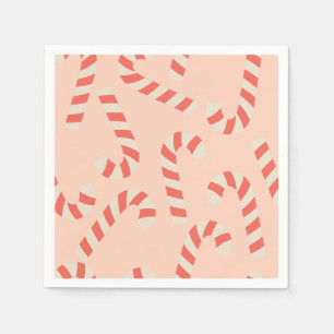 Peachy Pink Weihnachts Candy Canes Serviette