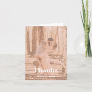 Peachy Retro Lettering Wedding Dankeskarte