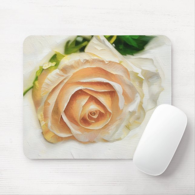 Peachy Rose Flower Art Mousepad (Mit Mouse)