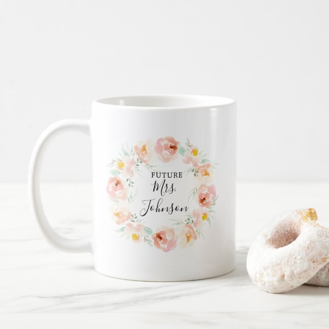 Peachy Wasserfarbe Blumenbrille als Tasse Kaffee (Mit Donut)