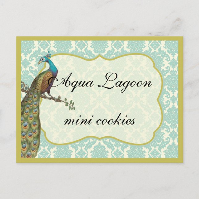 Peackcock Dessert oder Candy Buffet Tafelschild Postkarte (Vorderseite)