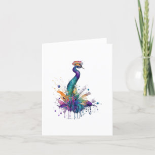 Peacock A Bird Portrait in Wasserfarben & Pen Feiertagskarte