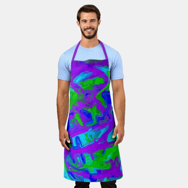 Peacock Abstrakte Wasserfarben Schürze (Getragen)