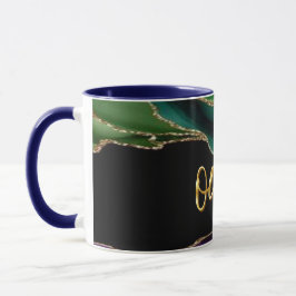 Peacock Agate Texture 06 Golden 3D Text Custom Tas Tasse