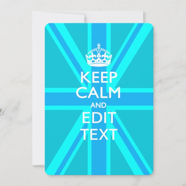 Peacock Aqua Behalte Ruhe und Ihren Text Union Jac (Vorderseite)