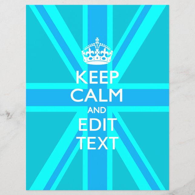 Peacock Aqua Behalte Ruhe und Ihren Text Union Jac Flyer (Vorne)