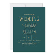 Peacock AQUAMARIN Green Gold Monochrome Wedding Ei