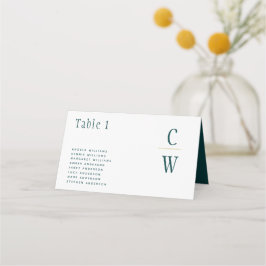 Peacock AQUAMARINE Green-Gold-Hochzeitsnamensnamen Platzkarte