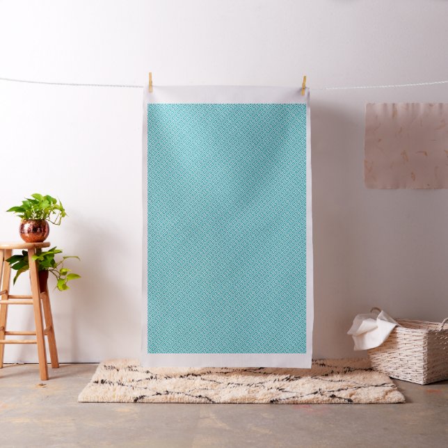 Peacock Aquamarines griechisches Schlüsselmuster Stoff (Beispiel)