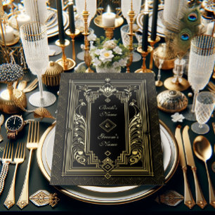 Peacock Art Deco Hochzeitsfeier Folieneinladung