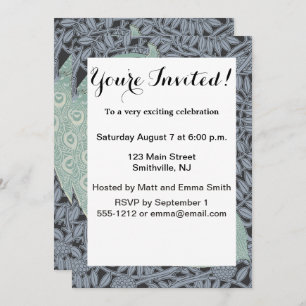 Peacock Art Nouveau Bird Classic Einladung