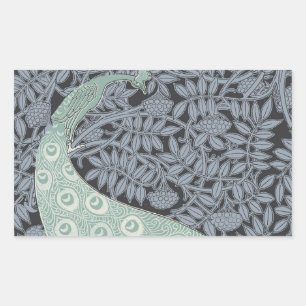 Peacock Art Nouveau Bird Classic Rechteckiger Aufkleber