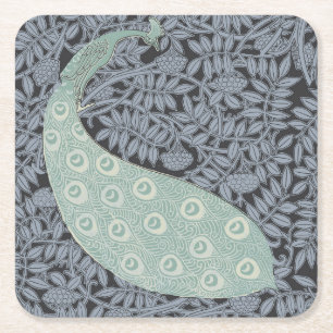 Peacock Art Nouveau Bird Classic Rechteckiger Pappuntersetzer