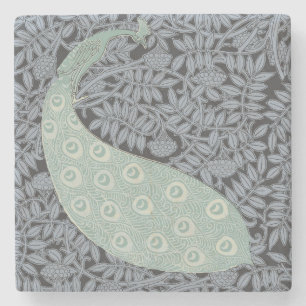 Peacock Art Nouveau Bird Classic Steinuntersetzer