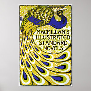 Peacock Art Nouveau Poster Print - Vintag