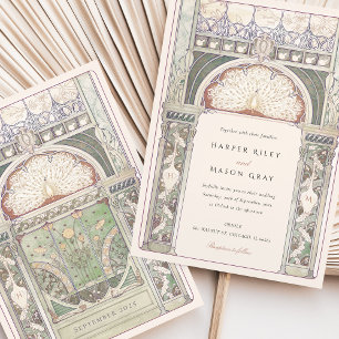 Peacock Art Nouveau Wedding Einladung