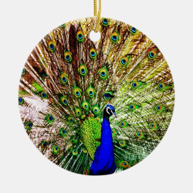 Peacock Beautiful Green Bird Animal Royal Luxus S Keramikornament (Vorne)