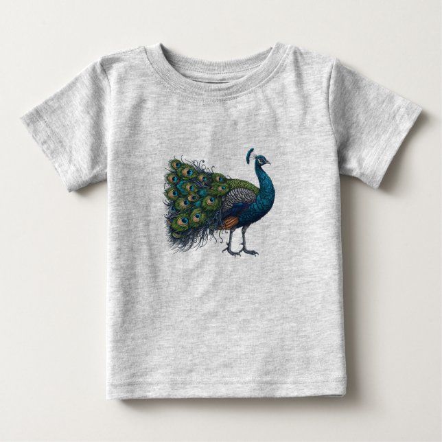 Peacock bird Baby Fine Jersey T - Shirt (Vorderseite)