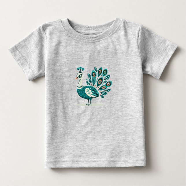 Peacock bird Baby Fine Jersey T - Shirt (Vorderseite)