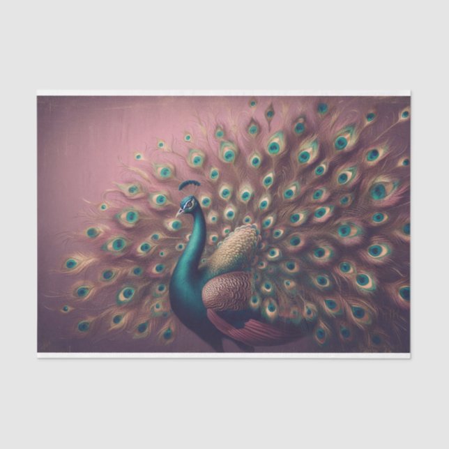 Peacock Bird Decoupage Tissue Seidenpapier (Vorderseite)