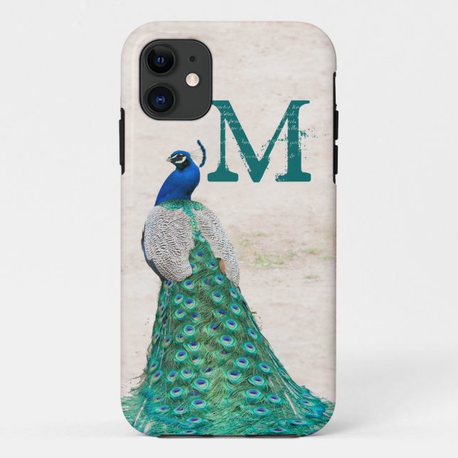 Peacock Bird Feather Aquamarin Monogram IPHONE 5 F Case-Mate iPhone Hülle (Rückseite)