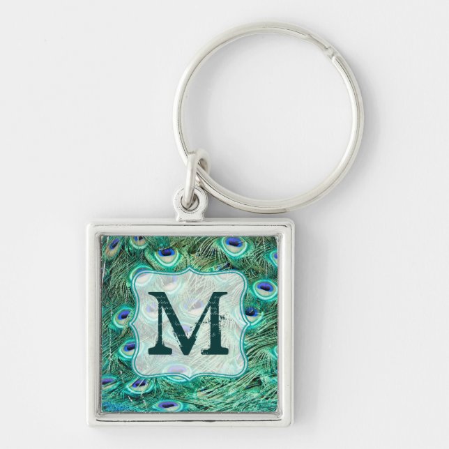 Peacock Bird Feeling Aquamarin Türkis Vint Schlüss Schlüsselanhänger (Vorne)