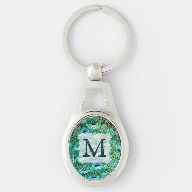 Peacock Bird Feeling Aquamarin Türkis Vint Schlüss Schlüsselanhänger (Vorderseite)