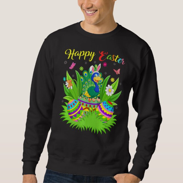 Peacock Bird Floral Ostereier Funny Peacock Ost Sweatshirt (Vorderseite)