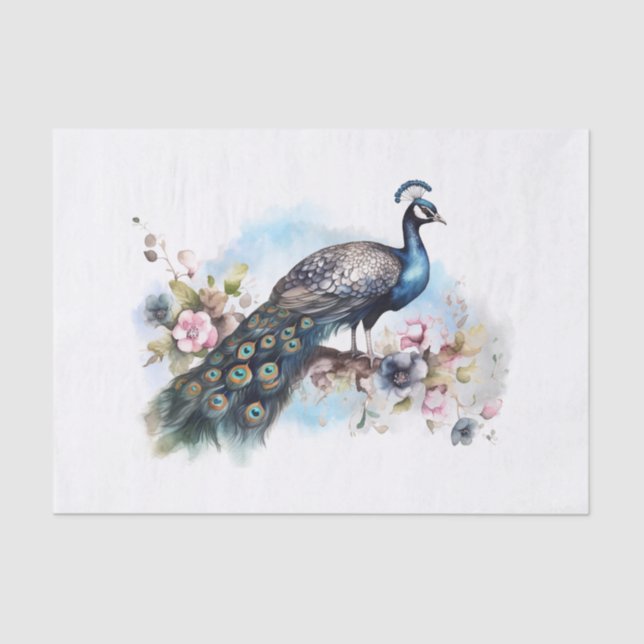 Peacock Bird Floral Water Seidenpapier (Vorderseite)