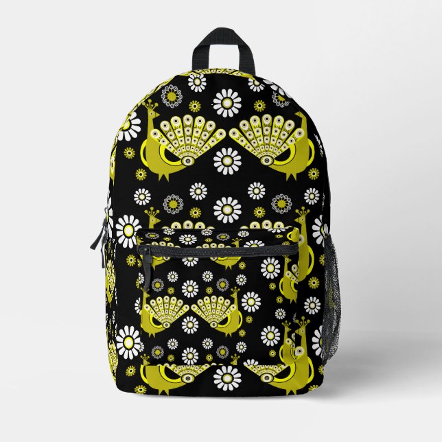 Peacock Bird Graphic Art Bedruckter Rucksack (Vorderseite)