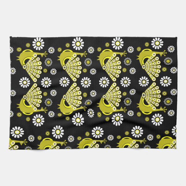 Peacock Bird Graphic Art Geschirrtuch (Horizontal)