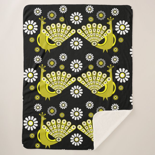 Peacock Bird Graphic Art Sherpadecke (Vorderseite)