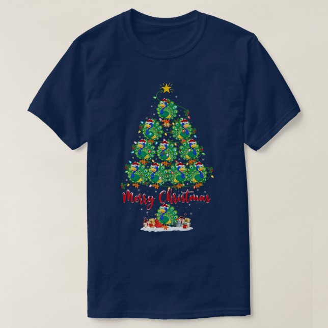 Peacock Bird Lover Matching Santa Peacock Christma T-Shirt (Design vorne)