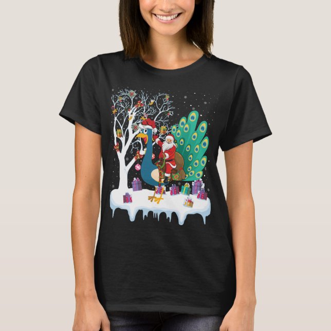 Peacock Bird Lover Weihnachten T-Shirt (Vorderseite)