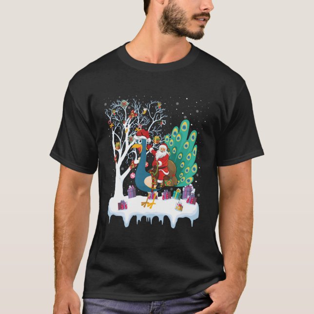 Peacock Bird Lover Weihnachten T-Shirt (Vorderseite)