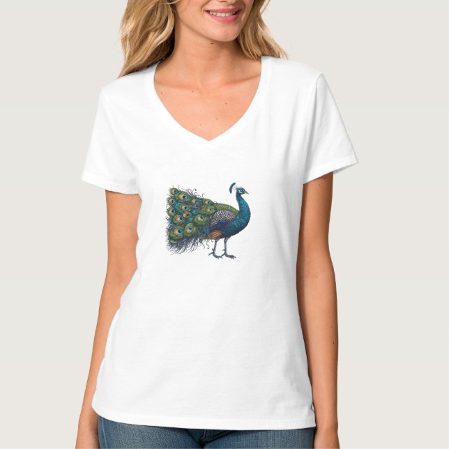 Peacock bird Womens V-Neck T - Shirt (Vorderseite)