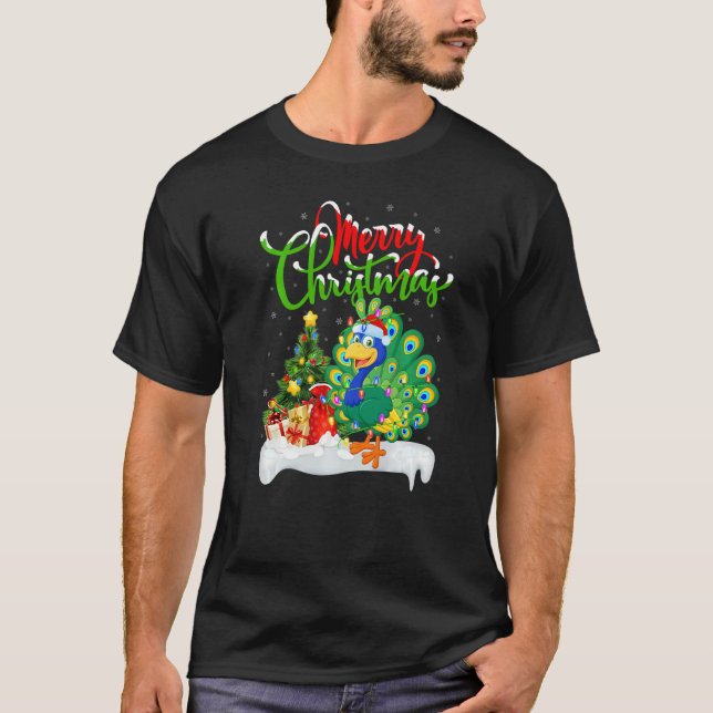 Peacock Bird  Xmas Decorations Santa Peacock Chris T-Shirt (Vorderseite)