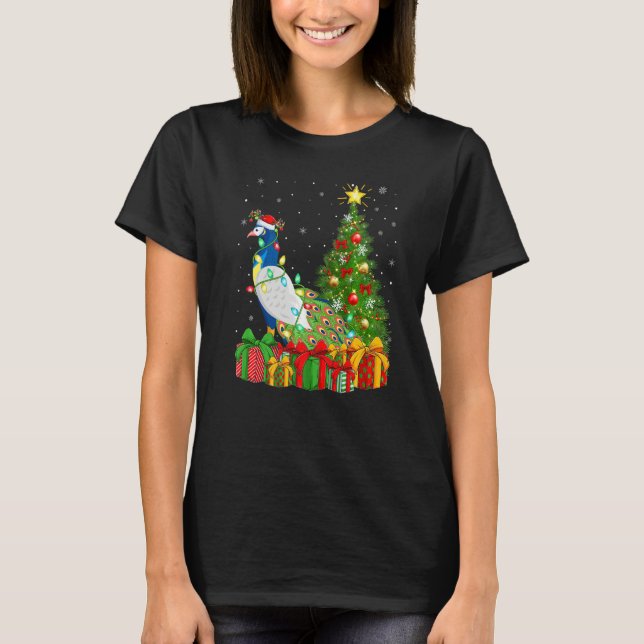 Peacock Bird  Xmas Holiday Santa Peacock Christmas T-Shirt (Vorderseite)