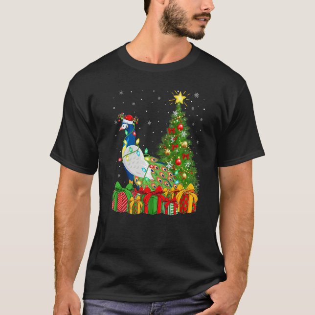 Peacock Bird  Xmas Holiday Santa Peacock Christmas T-Shirt (Vorderseite)