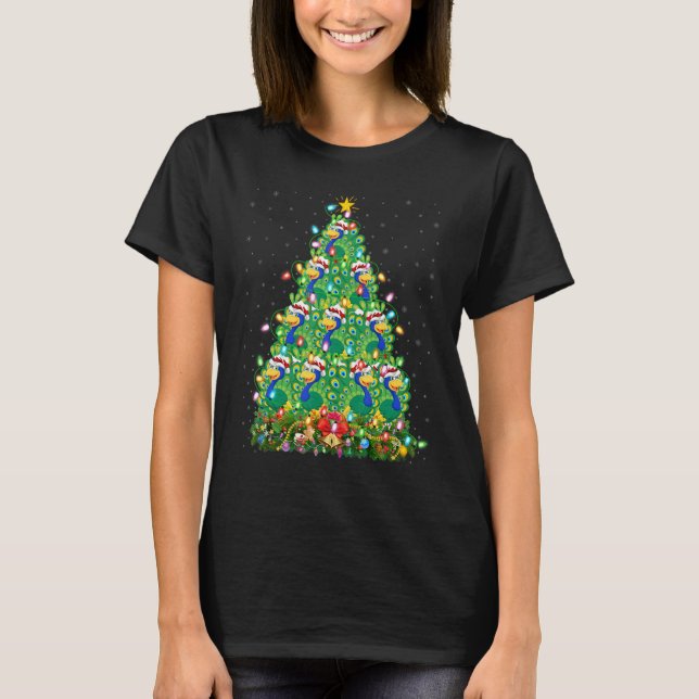 Peacock Bird   Xmas Lights Santa Peacock Christmas T-Shirt (Vorderseite)