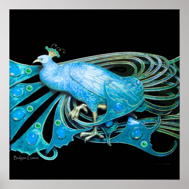PEACOCK, blaue Turquase, grün schwarz Poster (Vorne)