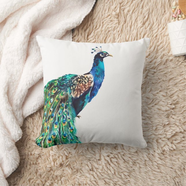 Peacock Blue Aquamarin Bird Kissen (Decke)
