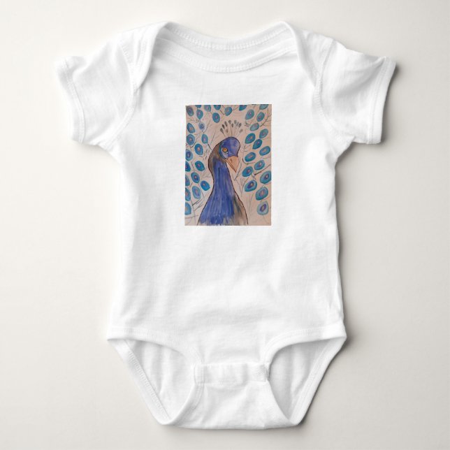 Peacock Blue Baby Strampler (Vorderseite)