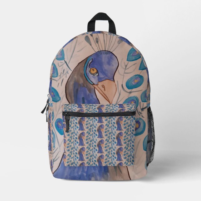 Peacock Blue Bedruckter Rucksack (Vorderseite)