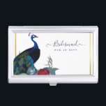 Peacock Blue Burgundy Winter Hochzeit im Herbst Visitenkarten Dose<br><div class="desc">Schöner Pfau mit Aquamarinen und blauen,  bordeauxfarbenen Blume,  Salbei-grüne Blätter in diesem Herbst,  Herbst,  Winterhochzeit. Teil einer größeren Sammlung,  die preiswerte Einladungen für Hochzeiten,  speichern Sie die Daten,  RSVPs,  danke Fotokarten,  Bridal und Hochzeitsfeier Geschenke,  und vieles mehr. Für eine detailierte Gratis-Winter Hochzeitsplanung besuchen Sie bitte weddingdesignchic.com.</div>