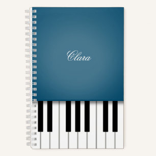 Peacock Blue Elegante Piano Custom-Tastatur Notizbuch